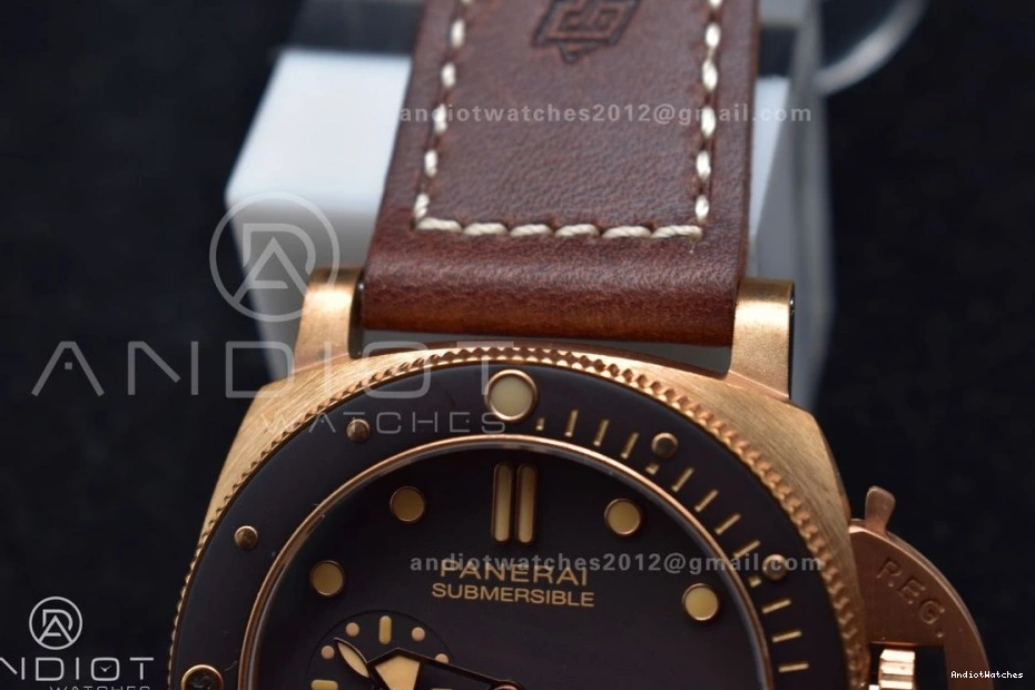 1:1 on VSF SunProtective PAM968 Strap and Brown Clone Calfskin P.9010 Dial Bezel Edition V Best Ceramic 995 Brown Bronzo 0415